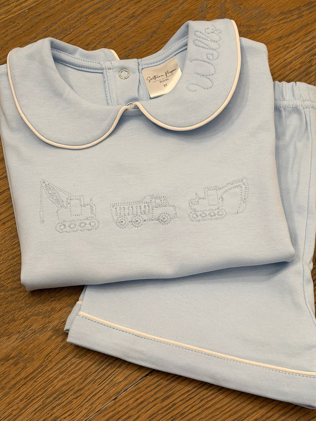 Peter Pan collar knit short set