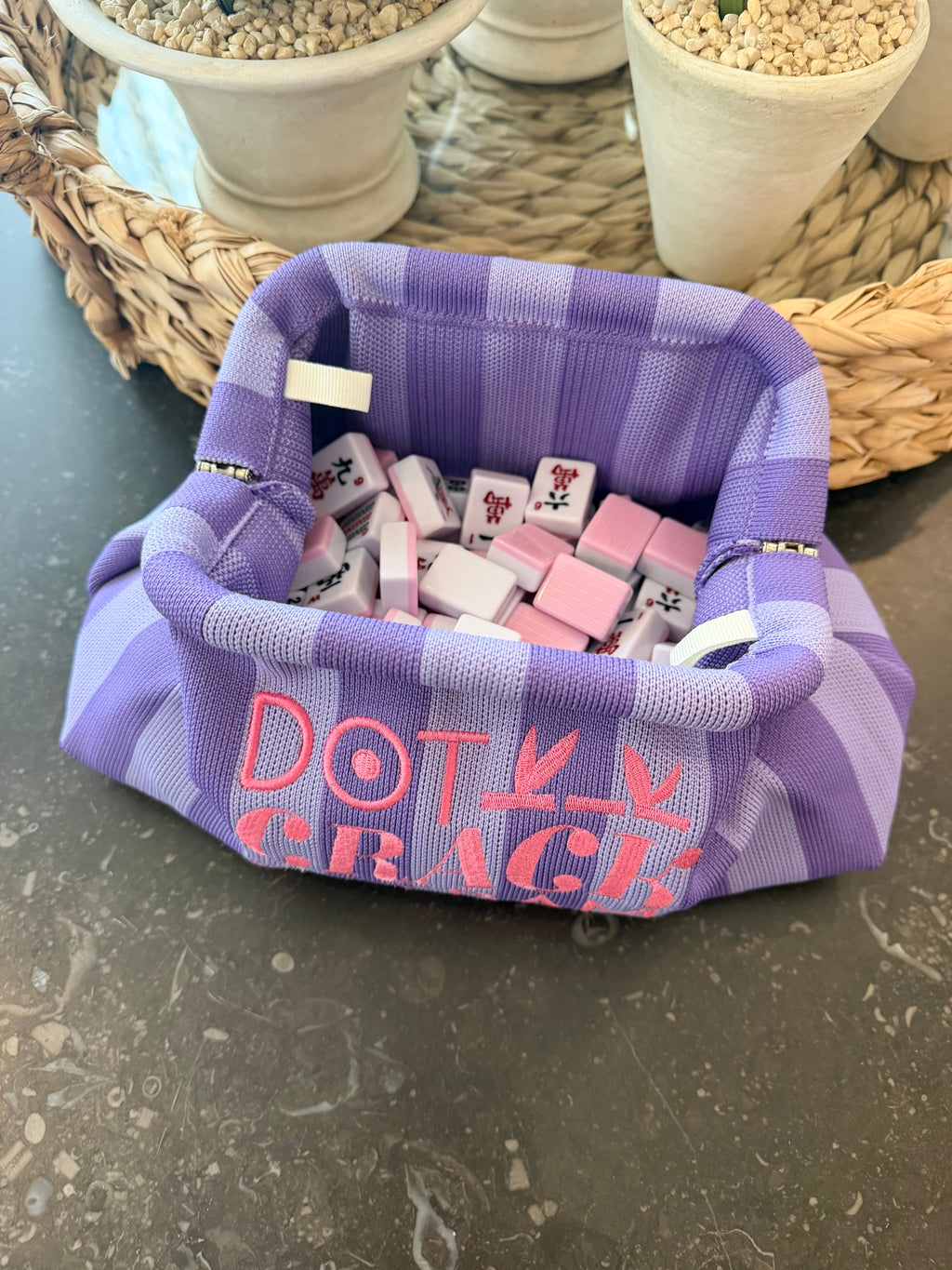 Embroidered Mahjong clutch